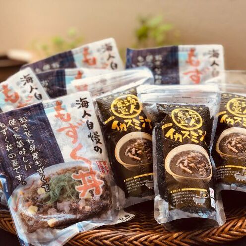 【読谷村漁業協同組合】もずく丼5パック・イカスミ汁3パック