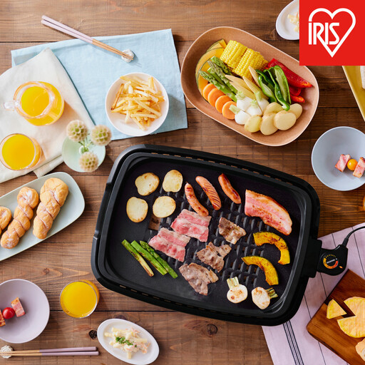☆リニューアル☆網焼き風ホットプレート（3枚プレート） APA-139-B ブラック