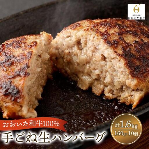 おおいた和牛100%使用！ 特製 手ごね 生 ハンバーグ 160g×10個 計1.6kg