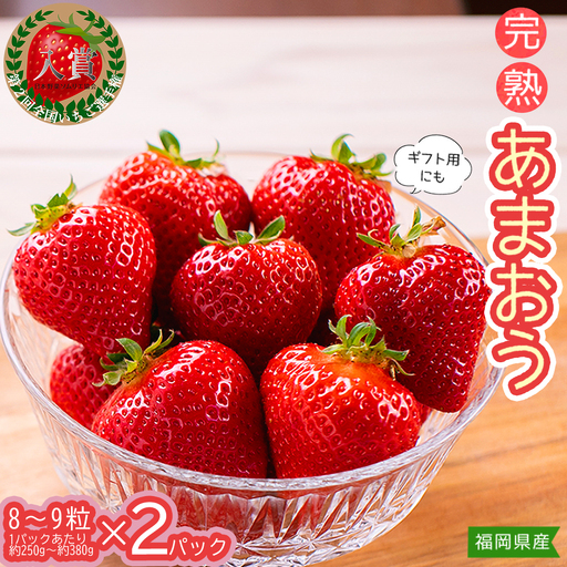 [先行予約/2027年出荷]暖家のいちご ギフト用完熟あまおう(8粒〜9粒)×2パック 4H1