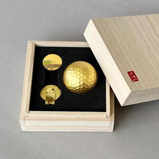 金箔 ゴルフボール マーカーセット(刷毛目) 金沢箔 金箔使用 ゴルフグッズ 記念品 お土産