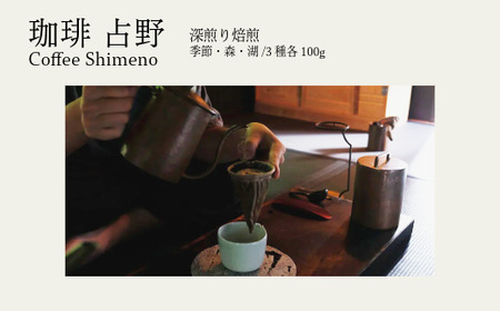 [珈琲 占野]黒姫の森、野尻湖の風。信濃町の空気ごと味わう特別ブレンド(季節・森・湖/3種各100g)[長野県 信濃町 黒姫より]