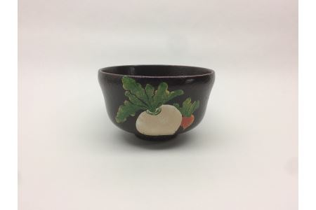 山本翠松　布目抹茶茶碗（かぶら・折り鶴）　n_02