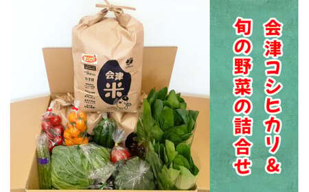 会津産 コシヒカリ 15kgと旬の新鮮野菜詰め合わせ｜令和7年 2025年 コメ お米 白米 米 こめ 産直 農産物 季節の野菜 新鮮 詰合せ [1062]