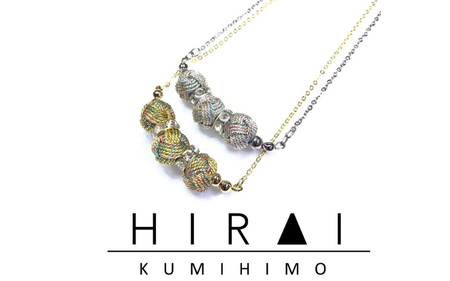 組紐ネックレスミニ小田巻3個八千代金[hrkz0021-1]