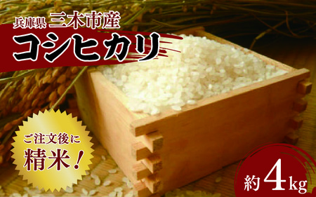 三木市産コシヒカリ「精米」 4.5kg程度