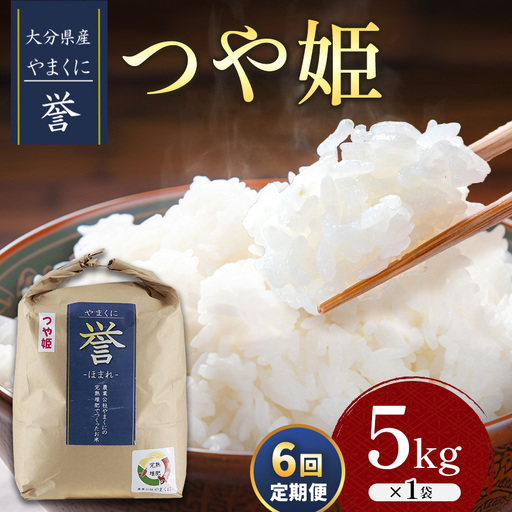 【寄附使途限定】【6ヶ月定期便】九州米・食味コンクール最優秀賞受賞 大分県中津産やまくに誉 つや姫 5kg×1袋 (毎月1回)  | お米 米 おこめ こめ 精米 白米 5キロ ご飯 九州産 国産 国産米 大分県米 九州米 定期 定期便 6回定期便 大分県 中津市