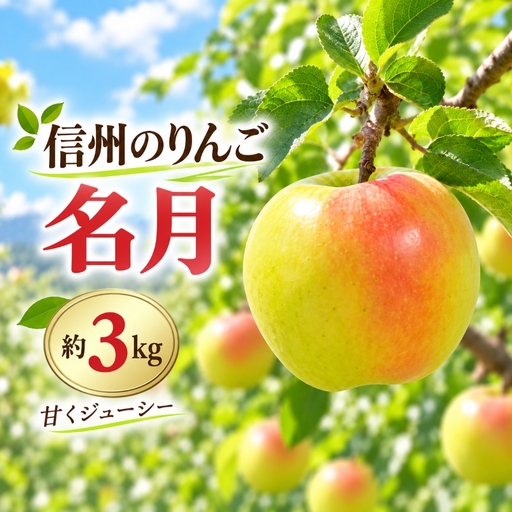 りんご 令和8年11月上旬発送 信州のりんご 名月 約3kg【012-92】