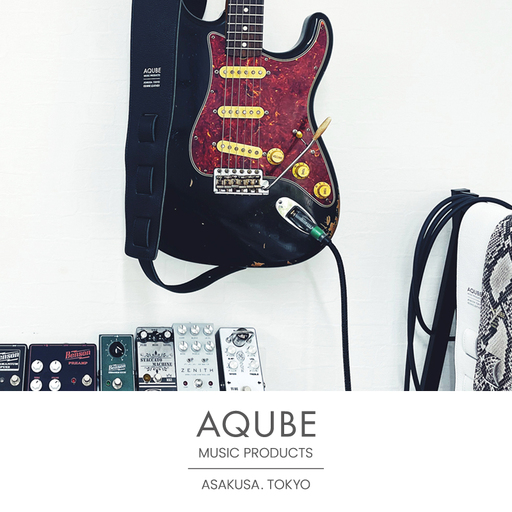 AQUBE MUSIC PRODUCTS ギターストラップ シュリンク ブラック [ S ](裏面カラー:スムースオーク)_0029-003-T05-2