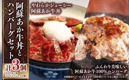 阿蘇 あか牛丼 (1個) と 阿蘇 あか牛 ハンバーグ (2個) 2種 セット さしみ醤油 赤牛 熊本県産