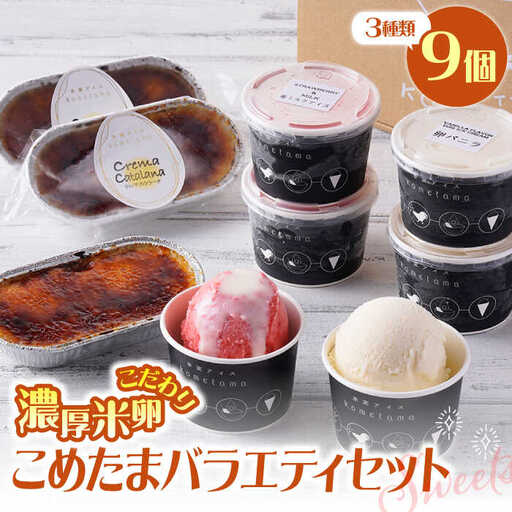 【こだわり濃厚米卵と地元特産フルーツ使用！】こめたまバラエティセット３種９個入り デザート スイーツ お菓子 アイス ギフト  【氷窯アイス こめたま】[GF02]