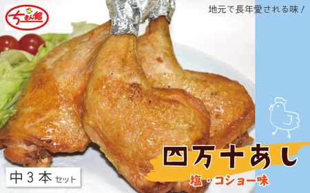 [ちきん館]四万十あし(塩・コショー味)中 3本セット 高知県 高知 四万十市 四万十 しまんと 国産 おかず チキン 鶏 鶏肉 パーティー 柔らかい 冷凍 真空 ジューシー 惣菜 ギフト 39210