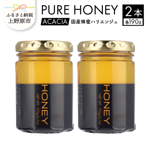 山梨県上野原市産ハチミツ ハリエンジュ（190g 2本 計380g）上野原市産 はちみつ ハチミツ 蜂蜜 天然 380g 2本 ハリエンジュ ラベルレス マイルド 贈答 プレゼント ギフト 贈り物 送料無料 山梨県 上野原市