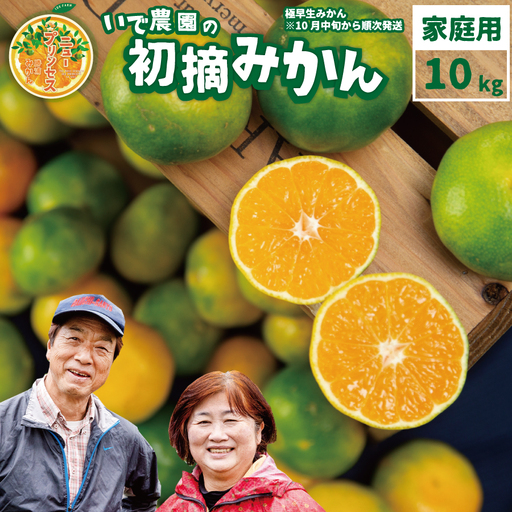 井出農園 訳あり 極早生 初摘みかん 家庭用 S-L混合 10kg