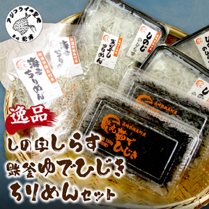 逸品 しの字しらす・鉄釜ゆでひじき・ちりめんセット【B2-102】