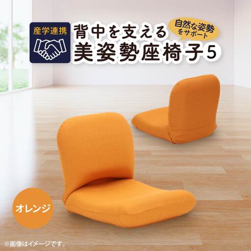 産学連携 背中を支える美姿勢座椅子5 オレンジ_雑貨・日用品 椅子・チェア・ソファ 家具・インテリア _
