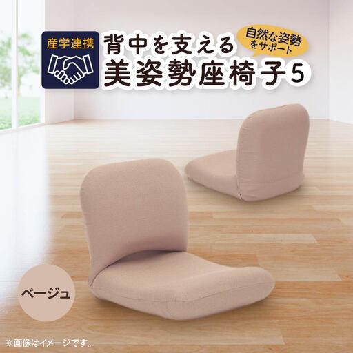産学連携　背中を支える美姿勢座椅子5　ベージュ_雑貨・日用品 椅子・チェア・ソファ 家具・インテリア _【1221417】