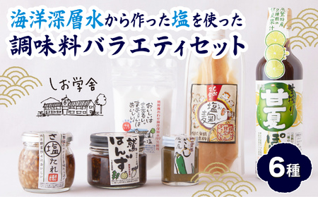 海洋深層水 から作った 塩 を使った 調味料 バラエティ セット  ジャパンフードセレクション 受賞  おすすめ  ギフト  贈り物  詰め合わせ  塩 麹 ポン酢 たれ  三重県 尾鷲 しお学舎  MO-17