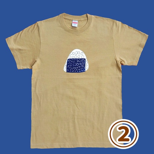 オリジナル 手刷り イラスト Tシャツ ハンドプリント 手作り 半袖 カットソー メンズ レディース[おにぎり Lサイズ]