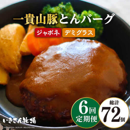 【全6回定期便】一貴山豚 とんバーグ 12個（ 6個 × 2種 ） 糸島市 / いきさん牧場 [AGB014]