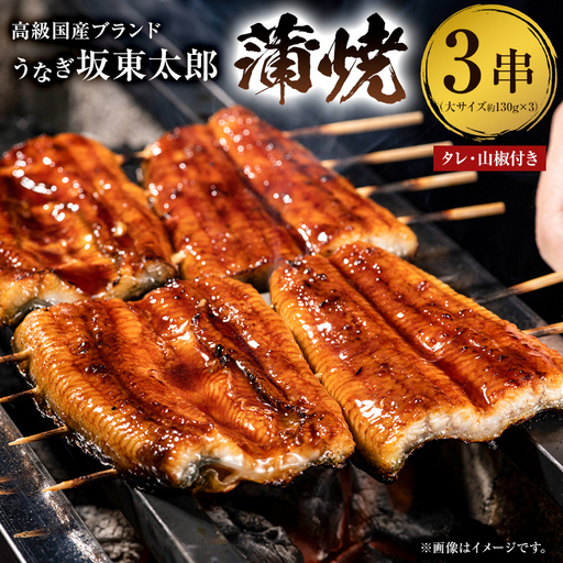 のし対応可能 国産うなぎ 「坂東太郎使用」 蒲焼 3串 大サイズ 130g前後×3串 mi0058-0001 千葉県南房総市 大きい 冷凍 備長炭焼き 惣菜 お取り寄せグルメ 土用の丑の日