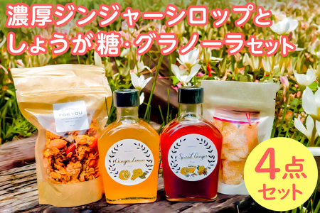 (南房総市産しょうが使用)濃厚ジンジャーシロップとしょうが糖、グラノーラのセット mi