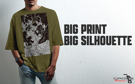 【川西】地図柄ビッグシルエットTシャツ（シティーグリーン）XLサイズ［No.340-04］