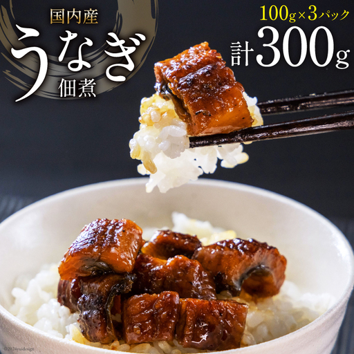 うなぎ 佃煮 国産 静岡 100g ×3パック 計300g