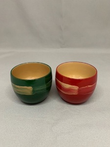 川連漆器 起き上るぐい呑みペア(2個入) 漆器 [H6403]
