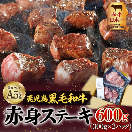A5 等級 鹿児島県産 黒毛和牛 赤身 ステーキ 600g K002-028 肉 牛肉 冷凍