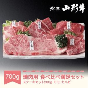 山形牛 焼肉用 食べ比べ満足セット 計700g A5ランク 和牛 国産  an-gnmsx