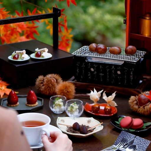 [HOTEL THE MITSUI KYOTO]京丹波栗アフタヌーンティー ペアご利用券 (ドリンクフリーフロー、プレミアムオプション:「焼き京丹波栗のパフェ」付き)