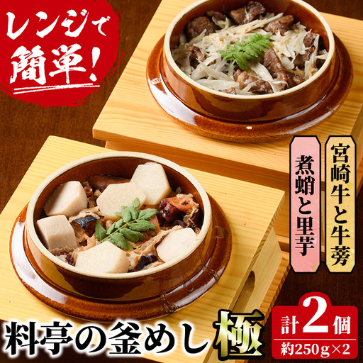 料亭の釜めし・極[宮崎牛と牛蒡][煮蛸と里芋](2種各1個)[TW-2][魚甚閣 常若]