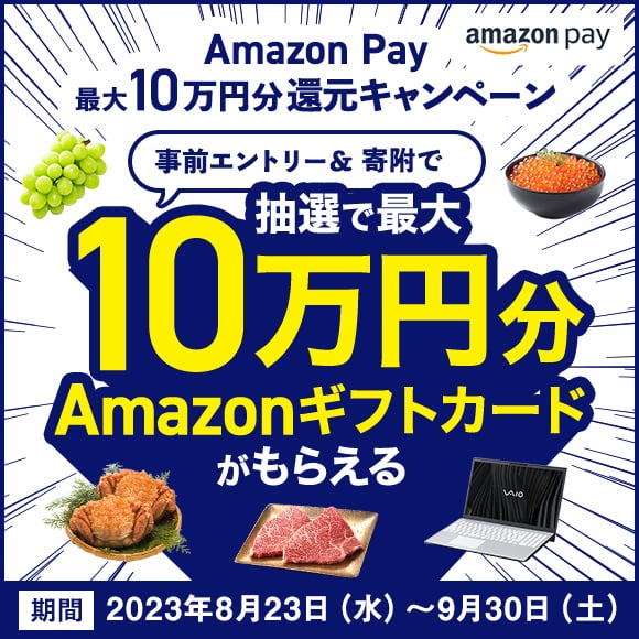 Amazon Pay 最大10万円分還元キャンペーン 事前エントリー＆寄附で