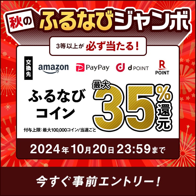 最大35%分還元！誰でも当たる！2024秋のふるなびジャンボ