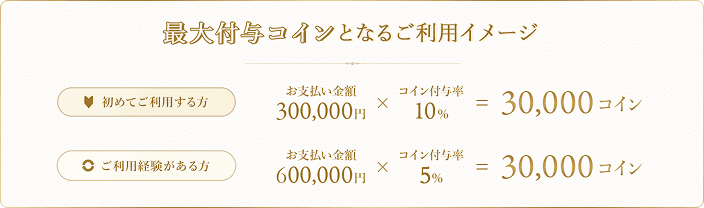 最大付与コインとなるご利用イメージ