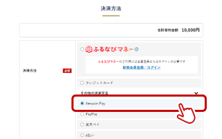 STEP3：寄附申込みフォームでAmazon Payを選択する