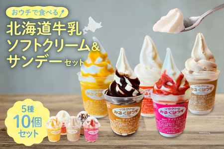 おウチで食べる北海道ソフトクリーム&サンデーセット(5種類×2の10個セット)