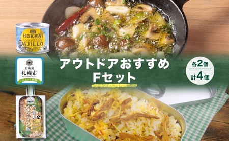 アウトドアおすすめFセット 2種 計4個 ご褒美メスティン飯 きざみ生姜のぽかぽかジンジャーご飯 GOCHI缶 北海ごちそうアヒージョ キャンプ アウトドア メスティン 送料無料 北海道 札幌市