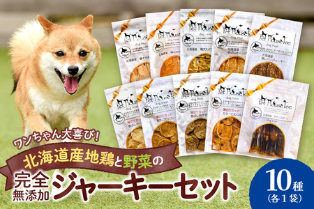 ワンちゃん大喜び!北海道産地鶏と野菜の完全無添加ジャーキーセット(10種類×1袋)