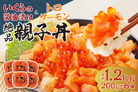 北海道産いくら醤油漬け(鮭卵)とトロサーモンの絶品!親子丼セット1.2kg(200g×6個)