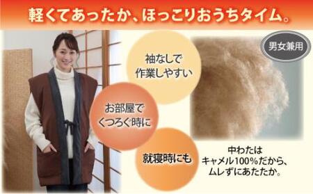 [キャメルと発熱繊維であったか]キャメル綿入り袖なし袢纏[はんてん]_[G0461]