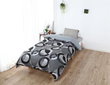 三河産 綿100% 高級130本ガーゼ掛けふとんカバー_リンググレー[G0580]