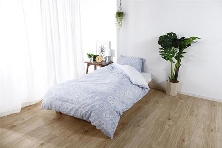 三河産　綿100％和晒し　120本ガーゼ掛けふとんカバー_レイスブルー【G0582】