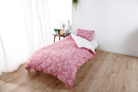 三河産 綿100%和晒し 120本ガーゼ掛けふとんカバー_ペイズリーピンク[G0582]