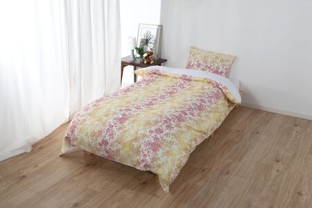 三河産 綿100%和晒し 120本ガーゼ掛けふとんカバー_コンビピンク[G0582]