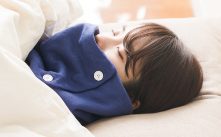 cumuco(クムコ)8重織ガーゼ ネックウォーマー(ボタン付き)_あいいろ[G0437]