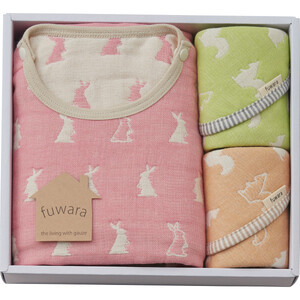 ふわら スリーパー・ハンカチセット_化粧箱入+[ギフト包装]:ピンク[G0609]_1493574g