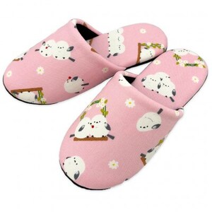 花とシマエナガソフト子供用スリッパ 約20cmまで ピンク