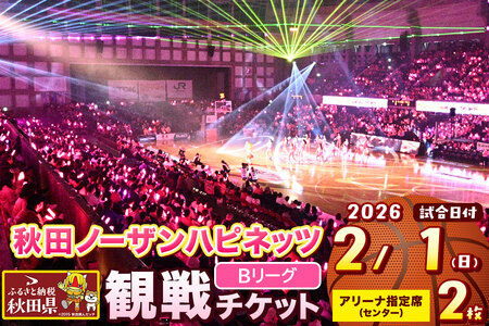 秋田ノーザンハピネッツ観戦チケット(2月1日)アリーナ指定席センター ペア